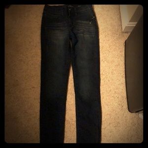 Kids/girls navy skinny jeans w/ black rhinestones